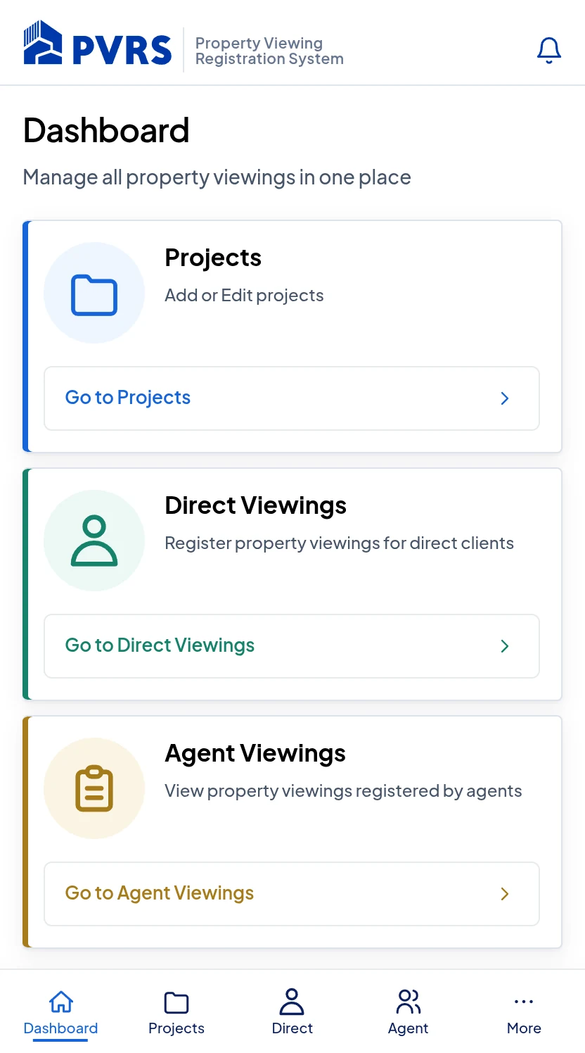 PVRS property developer dashboard preview